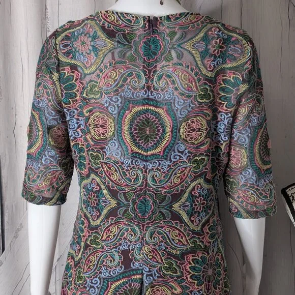 Johnny Was Jade Ambrosia Embroidered Mesh Midi Dress SMALL NWT - Picture 4 of 10